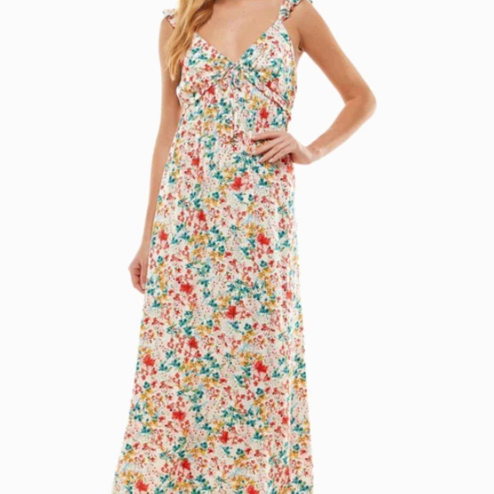 Kingston Grey Womens Juniors Floral Print Maxi Dress Size XL